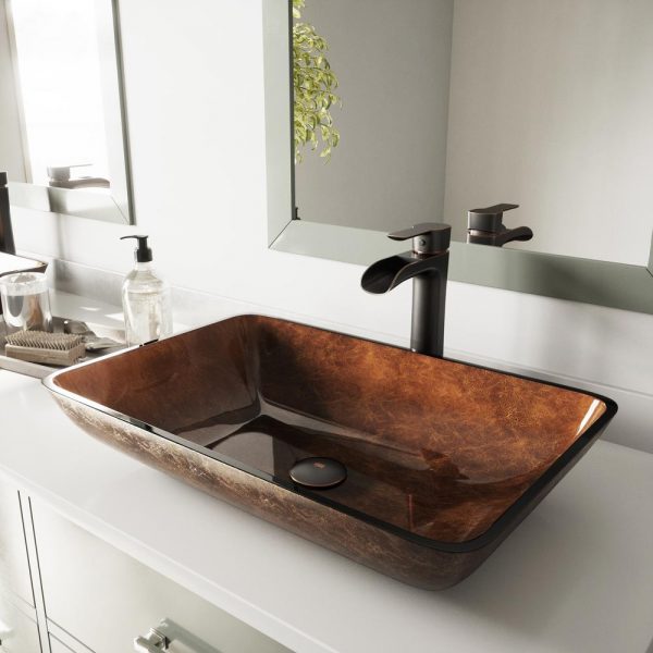 a chocolate brown vessel sink